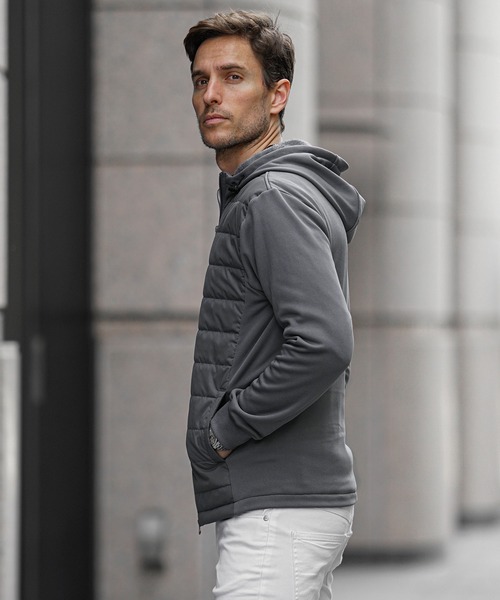 セール】【SOMEDIFF】フロント中綿ジャケット パーカー メンズ ダブル