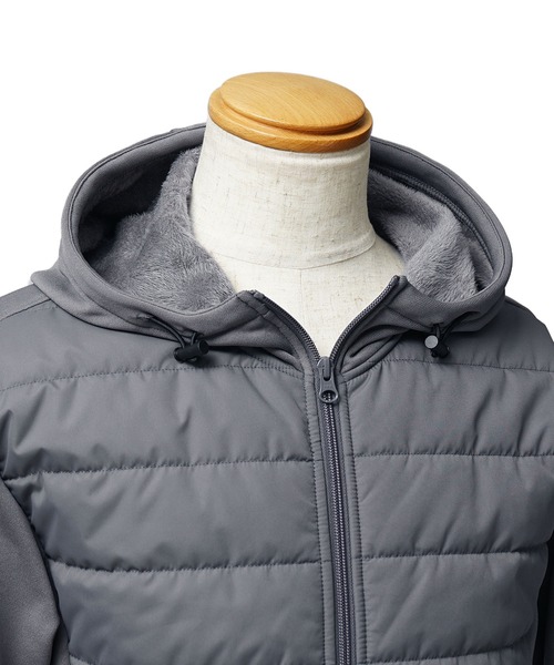 SOMEDIFF】フロント中綿ジャケット パーカー メンズ ダブルジップ