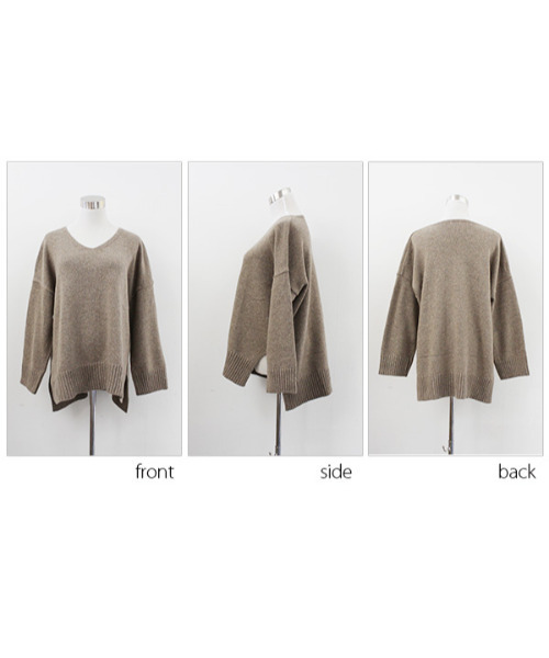 MODE ROBE（モードローブ）の「Vネックルーズニット（ニット/セーター・レディース・ライトグレー/ダークグレー/ブラウン/ベージュ・FREE）」の21枚目の写真