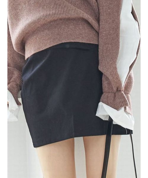 EMODA(エモダ)の「カーブタイミニスカート(スカート・レディース・ブラック/オレンジ/マスタード・SMALL/MEDIUM)」の2枚目の写真