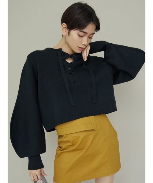 EMODA(エモダ)の「カーブタイミニスカート(スカート・レディース・ブラック/オレンジ/マスタード・SMALL/MEDIUM)」の6枚目の写真