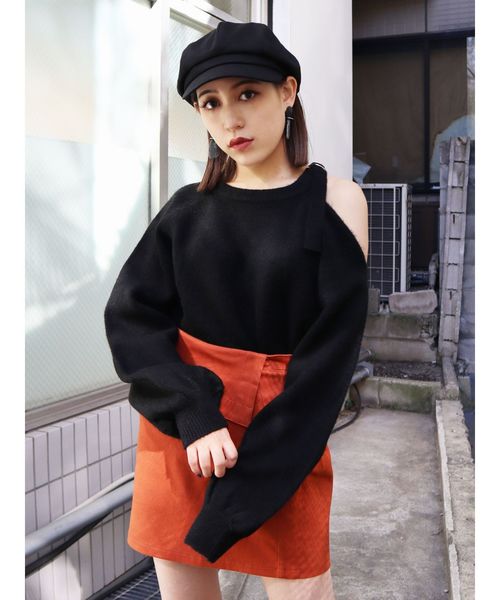 EMODA(エモダ)の「カーブタイミニスカート(スカート・レディース・ブラック/オレンジ/マスタード・SMALL/MEDIUM)」の8枚目の写真