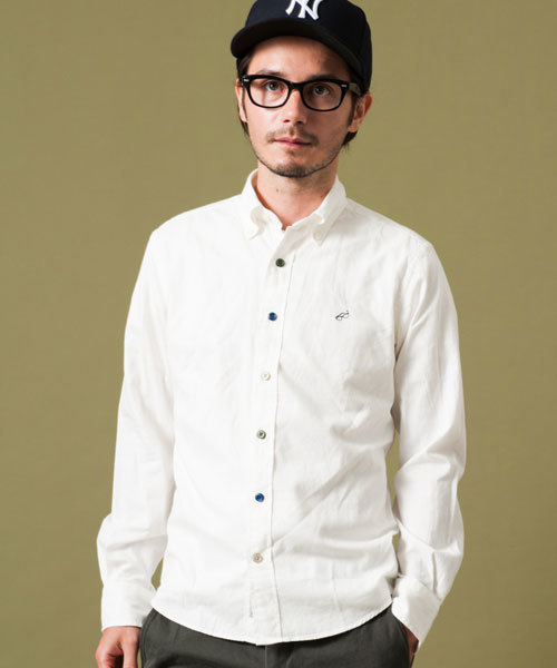 green label relaxing(グリーンレーベルリラクシング)の「B/CRAZY VIYELLA EMBRO シャツ ◆(シャツ/ブラウス・メンズ・ホワイト/ワインレッド/ネイビー/ブラック/オレンジ/パープル・MEDIUM/SMALL/LARGE/X-LARGE/X-SMALL)」の2枚目の写真