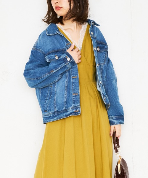 natural couture(ナチュラルクチュール)の「ビッグGジャン(デニムジャケット・レディース・アイボリー/ブルー/サックスブルー・FREE)」の3枚目の写真