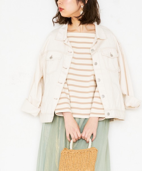 natural couture(ナチュラルクチュール)の「ビッグGジャン(デニムジャケット・レディース・アイボリー/ブルー/サックスブルー・FREE)」の10枚目の写真