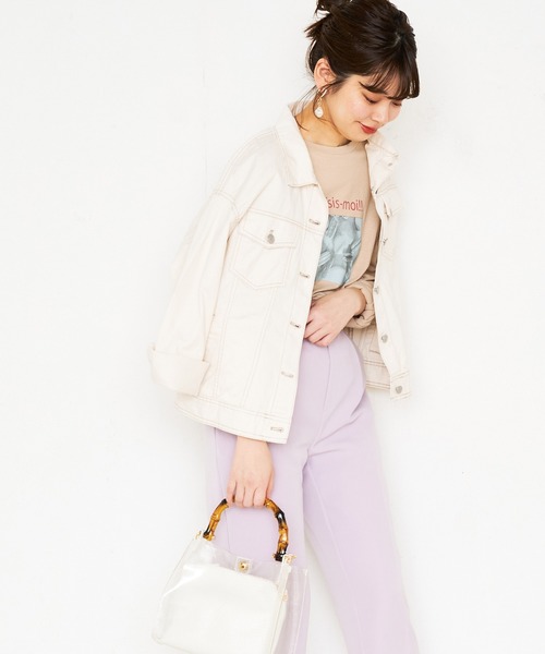 natural couture(ナチュラルクチュール)の「ビッグGジャン(デニムジャケット・レディース・アイボリー/ブルー/サックスブルー・FREE)」の5枚目の写真