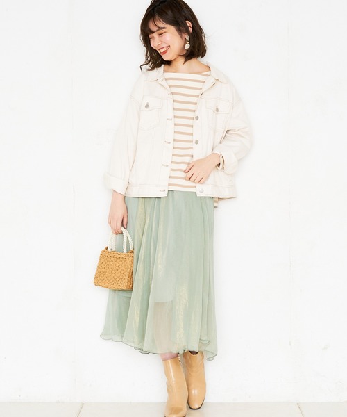natural couture(ナチュラルクチュール)の「ビッグGジャン(デニムジャケット・レディース・アイボリー/ブルー/サックスブルー・FREE)」の7枚目の写真