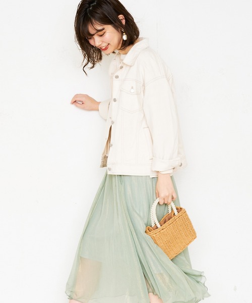 natural couture(ナチュラルクチュール)の「ビッグGジャン(デニムジャケット・レディース・アイボリー/ブルー/サックスブルー・FREE)」の8枚目の写真