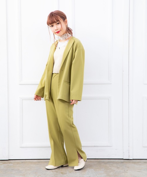 DuKKah（デュカ）の「dukkah/【148cm基準・低身長向け】【セットアップ対応商品】セットアップセミフレアパンツ（スラックス・レディース・ブラック/アイボリー/グリーン系その他・FREE）」の8枚目の写真