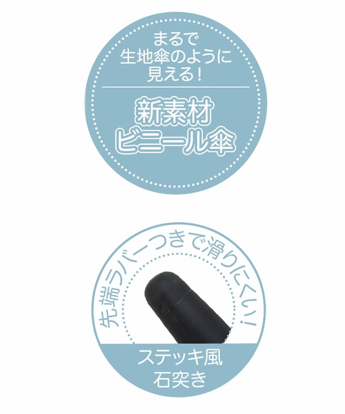 COMMON WARE（コモンウェアー）の「NT:70cm エンボスビニール アンブレラ　男女兼用　　大きめビニール長傘（長傘・レディース・ネイビー/ブラック・FREE）」の6枚目の写真