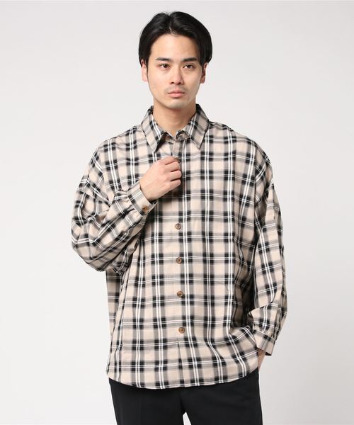 WEGO（ウィゴー）の「WEGO/【セットアップ対応商品】TRチェックシャツ（シャツ/ブラウス・メンズ・ベージュ系その他2/グレー系その他2/ベージュ系その他3・LARGE/MEDIUM）」の4枚目の写真