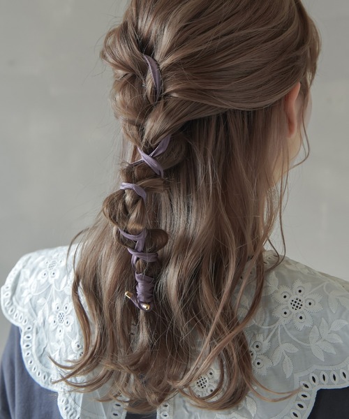 SPINNS(スピンズ)の「【カラバリ豊富】サテンヘアアレンジワイヤー(その他ヘアアクセサリー)」|パープル
