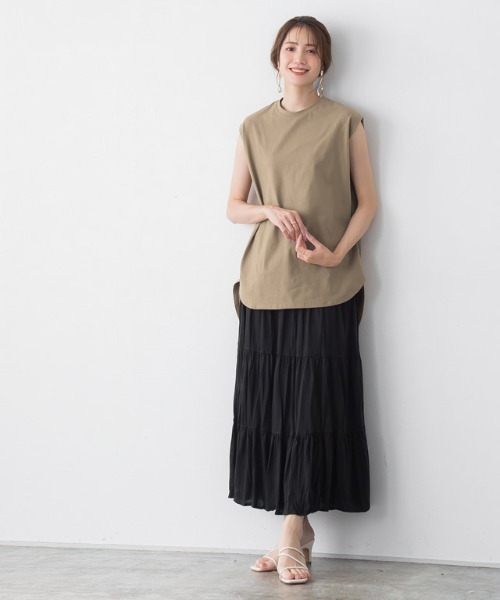 Pierrot（ピエロ）の「ボックスシルエットTシャツ（Tシャツ/カットソー・レディース・オフホワイト/ブラック/チャコールグレー/ベージュ/ブルー/ライトグレー・M/L）」の21枚目の写真