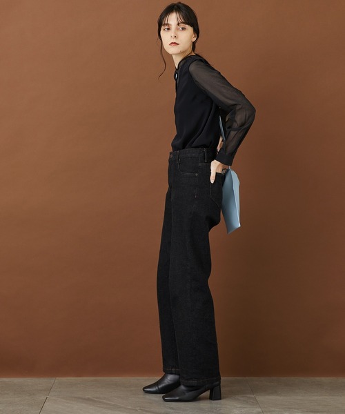 STUDIOUS ステュディオス　シアー　ワンピ　レイヤード　ブラック STUDIOUS ワンピース 「STUDIOUS/ステュディオス」V Neck