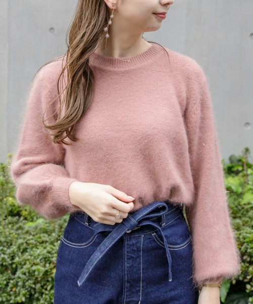 flower（フラワー）の「スイートアンゴラニット（ニット/セーター・レディース・ピンク/ベージュ/アイボリー/ブラウン・FREE）」の4枚目の写真