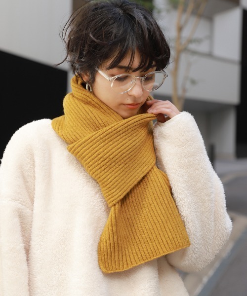 RAGEBLUE（レイジブルー）の「リサイクルヤーンリブマフラー/897647（マフラー・メンズ・ダークグレー/オレンジ/ダークブラウン/マスタード/ネイビー・FREE）」の4枚目の写真