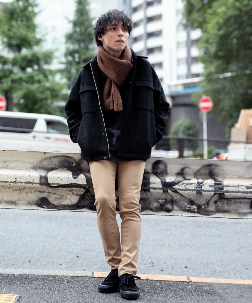 RAGEBLUE（レイジブルー）の「リサイクルヤーンリブマフラー/897647（マフラー・メンズ・ダークグレー/オレンジ/ダークブラウン/マスタード/ネイビー・FREE）」の6枚目の写真