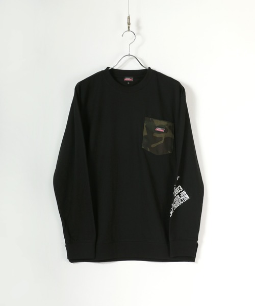 Dickies(ディッキーズ)の「Dickies/ディッキーズ 袖プリント ポケット付ロンT/大きいサイズ(Tシャツ/カットソー・メンズ・ブラック/ブラック系その他/ホワイト/ベージュ・2L/5L/4L/3L)」の1枚目の写真