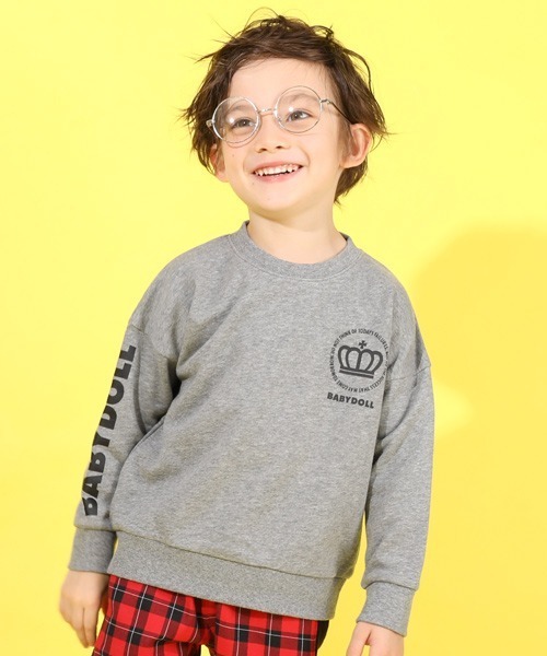 BABYDOLL（ベビードール）の「家でも外でも♪リラックストレーナー 4794K（スウェット・キッズ・グレー×ピンク/グレー/グリーン系その他3/ピンク/ブラック×レッド/ブルー/サックスブルー/ブラック/ブラック×ライム・90cm/130cm/110cm/100cm/120cm/140cm）」の5枚目の写真