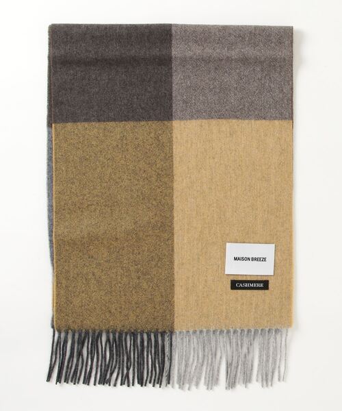 MAISON BREEZE(メゾンブリーズ)の「【MAISON BREEZE】カシミアウールブレンドチェックマフラー AO-01 FKK(マフラー・メンズ・ライトグレー/ブラック/ネイビー/レッド/ブルー・FREE)」の3枚目の写真