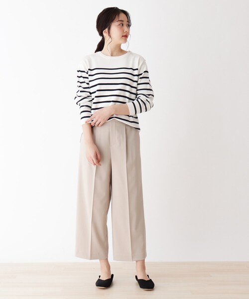 DRESKIP（ドレスキップ）の「◆センタープレスワイドパンツ（その他パンツ・レディース・ベージュ/ネイビー/レモンイエロー/グリーン系・02/03）」の14枚目の写真