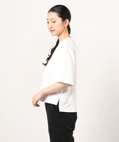 three dots(スリードッツ)の「ポケットTシャツ(Tシャツ/カットソー・レディース・ホワイト/パープル/グリーン・SMALL/MEDIUM)」の5枚目の写真