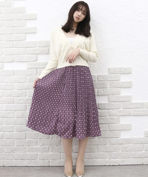 Roomy's(ルーミーズ)の「プリーツドットスカート(スカート・レディース・オフホワイト/パープル/ブラック・FREE)」の3枚目の写真