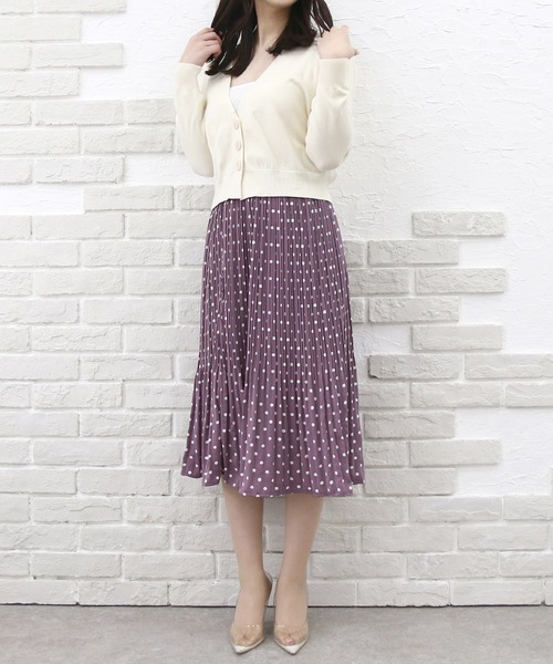 Roomy's(ルーミーズ)の「プリーツドットスカート(スカート・レディース・オフホワイト/パープル/ブラック・FREE)」の5枚目の写真