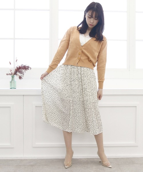 Roomy's(ルーミーズ)の「プリーツドットスカート(スカート・レディース・オフホワイト/パープル/ブラック・FREE)」の4枚目の写真