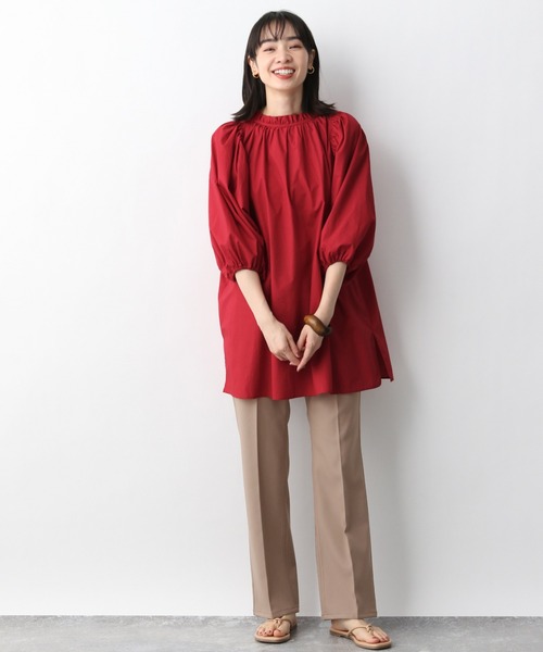 A part by（アパートバイ）の「Coフリルスキッパーチュニック 946943（シャツ/ブラウス・レディース・レッド/オフホワイト/ブルー系その他5/ブラック・FREE）」の7枚目の写真