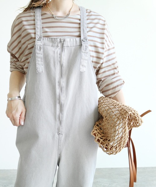 reca（レカ）の「ワイドスリーブボーダーカットソー（Tシャツ/カットソー・レディース・ブラック/モカ/ネイビー/ライトブルー/ライラック/ブラウン系その他/ベージュ/ホワイト/グリーン系その他/オリーブ・FREE）」の4枚目の写真