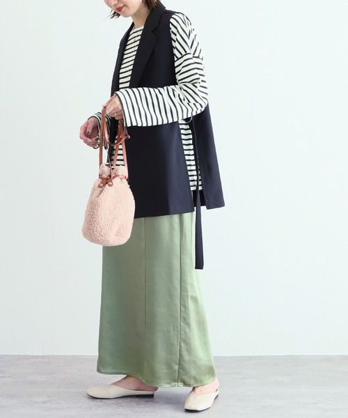 reca（レカ）の「ワイドスリーブボーダーカットソー（Tシャツ/カットソー・レディース・ブラック/モカ/ネイビー/ライトブルー/ライラック/ブラウン系その他/ベージュ/ホワイト/グリーン系その他/オリーブ・FREE）」の21枚目の写真