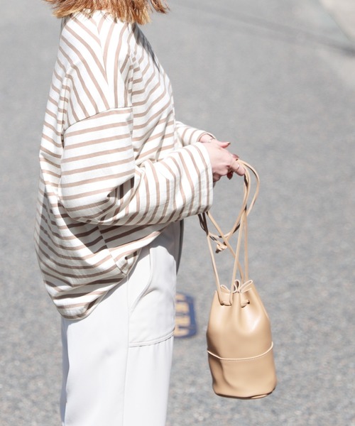 reca（レカ）の「ワイドスリーブボーダーカットソー（Tシャツ/カットソー・レディース・ブラック/モカ/ネイビー/ライトブルー/ライラック/ブラウン系その他/ベージュ/ホワイト/グリーン系その他/オリーブ・FREE）」の13枚目の写真