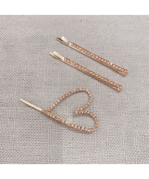 lilLilly（リルリリー）の「ハートストーンヘアピンセット（ヘアピン・レディース・ピンク/シルバー・FREE）」の3枚目の写真