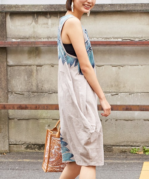 チャイハネ(チャイハネ)の「【チャイハネ】リゾートトライバルノースリーブワンピース(チュニック・レディース・ベージュ/ホワイト/ブラック/グリーン・FREE)」の5枚目の写真