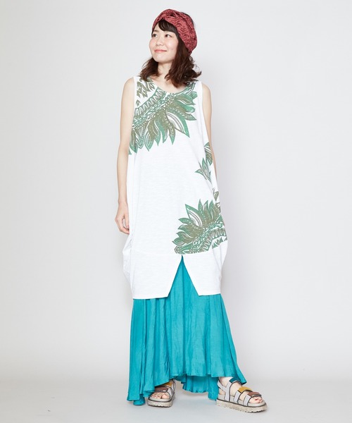 チャイハネ(チャイハネ)の「【チャイハネ】リゾートトライバルノースリーブワンピース(チュニック・レディース・ベージュ/ホワイト/ブラック/グリーン・FREE)」の16枚目の写真