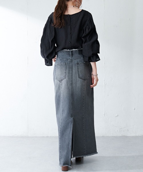 DISCOAT（ディスコート）の「生地JQDギャザーブラウス（シャツ/ブラウス・レディース・サックスブルー/ピンクベージュ/オフホワイト/ブラック・FREE）」の13枚目の写真