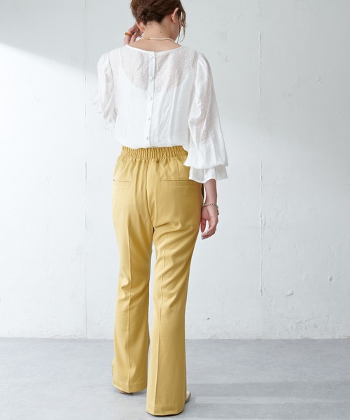 DISCOAT（ディスコート）の「生地JQDギャザーブラウス（シャツ/ブラウス・レディース・サックスブルー/ピンクベージュ/オフホワイト/ブラック・FREE）」の7枚目の写真