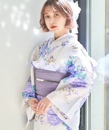 Dita | 1人で着られる浴衣5点セット 和歌山染工日本染め（ゆかた・しわへこ帯・下駄・着付け本・腰ひも）【K】(浴衣)