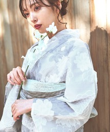 Dita | 1人で着られる浴衣5点セット 和歌山染工日本染め（ゆかた・しわへこ帯・下駄・着付け本・腰ひも）【K】(浴衣)