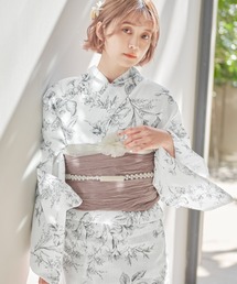 Dita | 1人で着られる浴衣5点セット 和歌山染工日本染め（ゆかた・しわへこ帯・下駄・着付け本・腰ひも）【K】(浴衣)