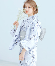 Dita | 1人で着られる浴衣5点セット 和歌山染工日本染め（ゆかた・しわへこ帯・下駄・着付け本・腰ひも）【K】(浴衣)