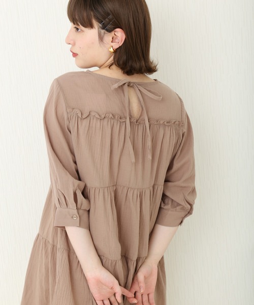 libelle more(リベル モア)の「コットンガーゼ ティアードチュニック(Tシャツ/カットソー・レディース・カーキ/オフホワイト/ブラウン/ブラック・M/L)」の3枚目の写真