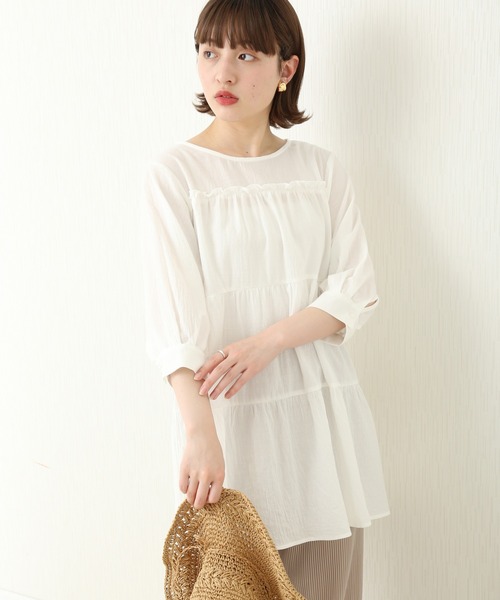 libelle more(リベル モア)の「コットンガーゼ ティアードチュニック(Tシャツ/カットソー・レディース・カーキ/オフホワイト/ブラウン/ブラック・M/L)」の11枚目の写真