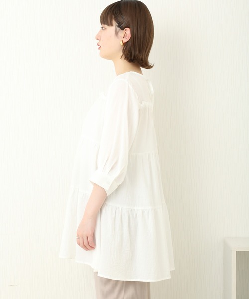 libelle more(リベル モア)の「コットンガーゼ ティアードチュニック(Tシャツ/カットソー・レディース・カーキ/オフホワイト/ブラウン/ブラック・M/L)」の12枚目の写真