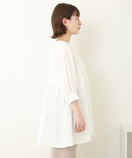 libelle more(リベル モア)の「コットンガーゼ ティアードチュニック(Tシャツ/カットソー・レディース・カーキ/オフホワイト/ブラウン/ブラック・M/L)」の14枚目の写真