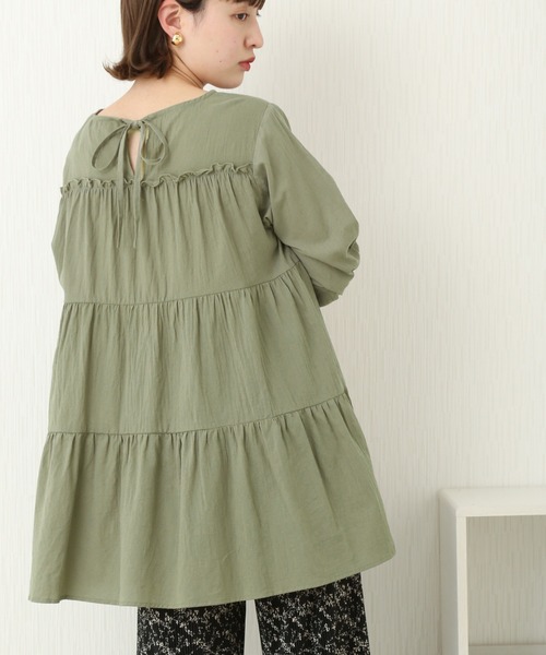 libelle more(リベル モア)の「コットンガーゼ ティアードチュニック(Tシャツ/カットソー・レディース・カーキ/オフホワイト/ブラウン/ブラック・M/L)」の7枚目の写真