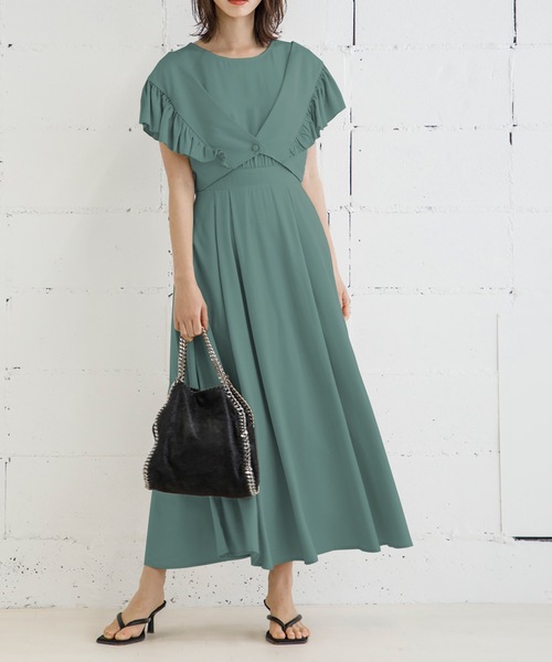 Emma Taylor（エマテイラー）の「ボレロ付き2WAYレイヤードフレアワンピース（ワンピース・レディース・ブラック/グリーン/アイボリー・FREE）」の12枚目の写真