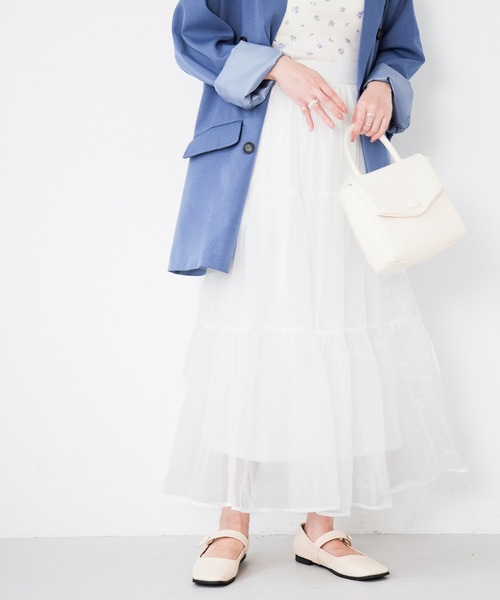 Heather（ヘザー）の「アソートティアードロングスカート　956536（スカート・レディース・アイボリー/ホワイト/ブラック/グレー/ホワイト系その他・FREE）」の4枚目の写真