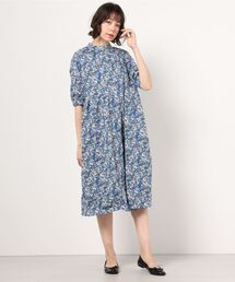 sandy（サンディー）の「花柄スタンドカラーギャザーロングワンピース